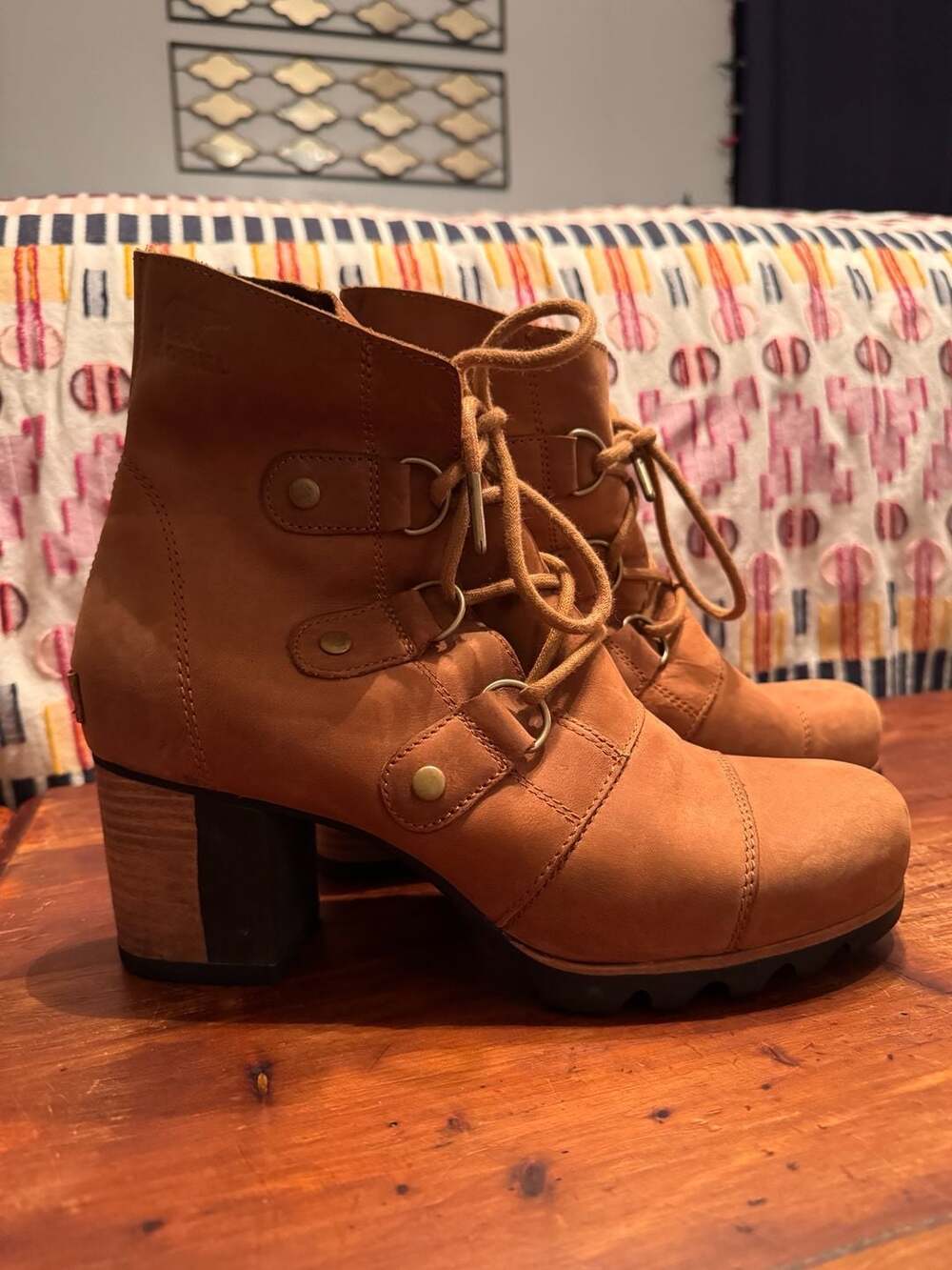 Vintage Leather Lace-Up Block Heel Boots | Dark Academia Cottagecore Rustic Chic